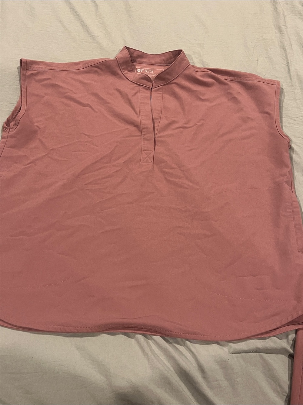 FIGS Sleeveless Mock Neck Tank Top in Dusty Rose Pink
